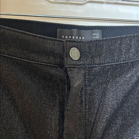 Topshop Shimmering Black High Rise Skinny Pants - Picture 2 of 8